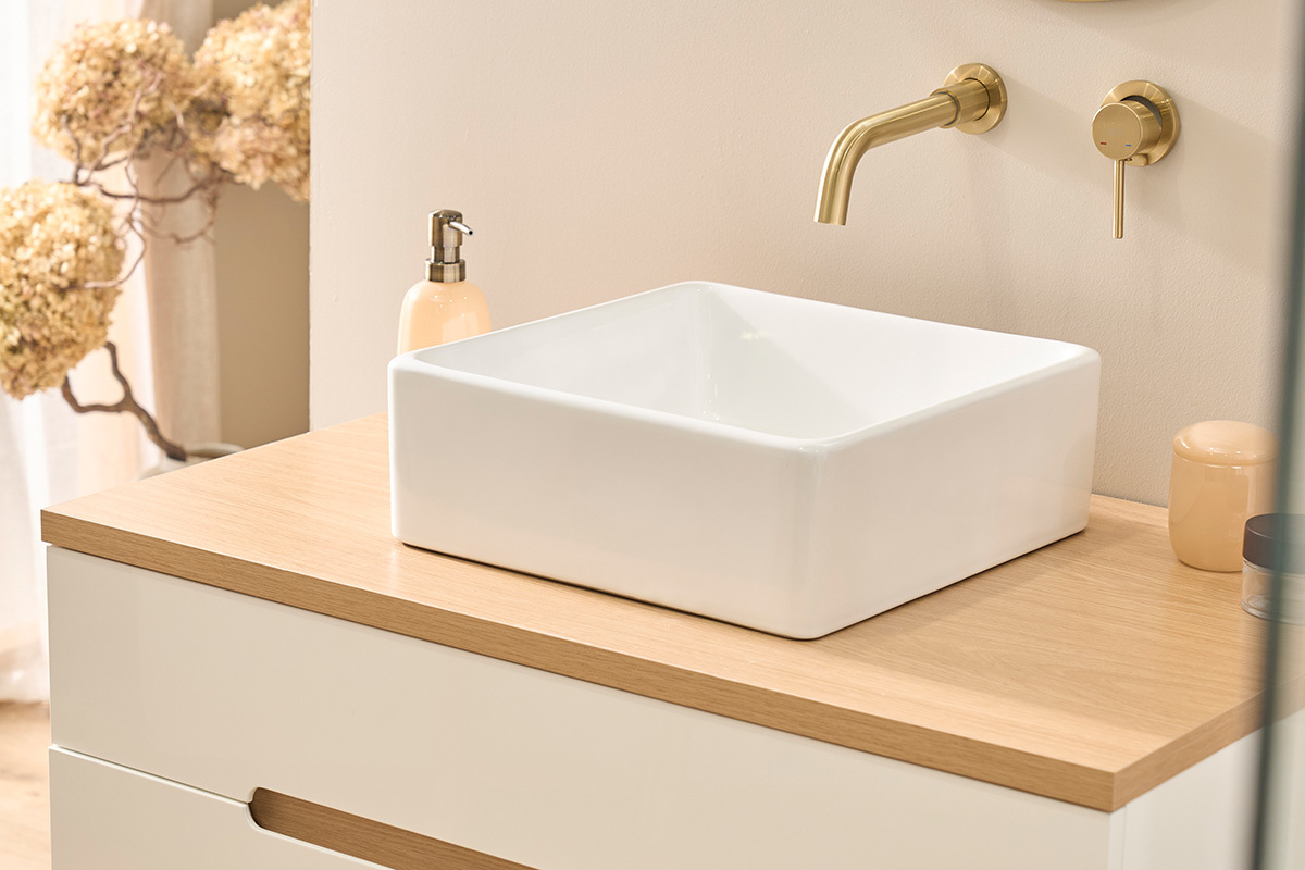 Rundes Keramikwaschbecken in Wei� L39 cm MILA