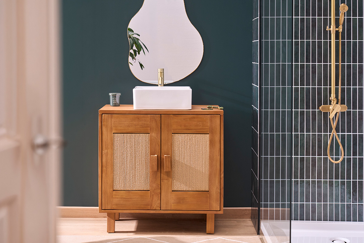 Rundes Keramikwaschbecken in Wei� L39 cm MILA