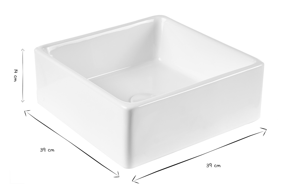 Rundes Keramikwaschbecken in Wei� L39 cm MILA