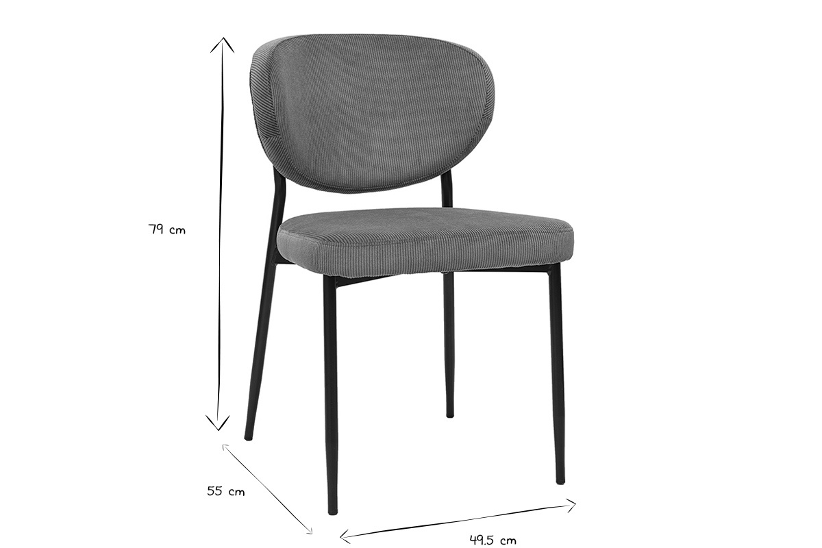 Samt-Cord-Sthle in Khakigrn mit schwarzem Metallgestell (2er-Set) BREKA