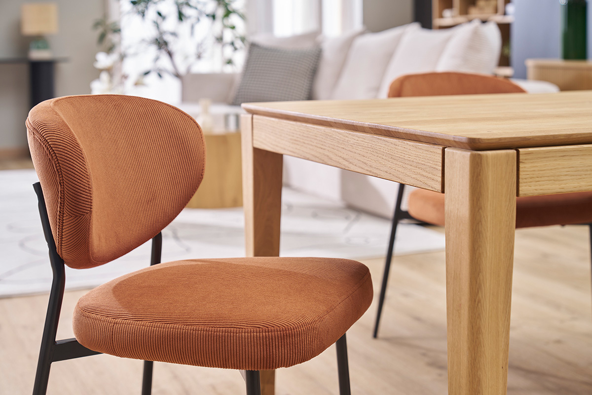 Samt-Cordsthle in gebrannter Erde und schwarzem Metall (2er-Set) BREKA