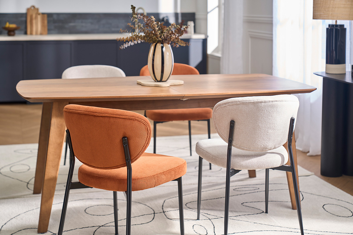 Samt-Cordst�hle in gebrannter Erde und schwarzem Metall (2er-Set) BREKA