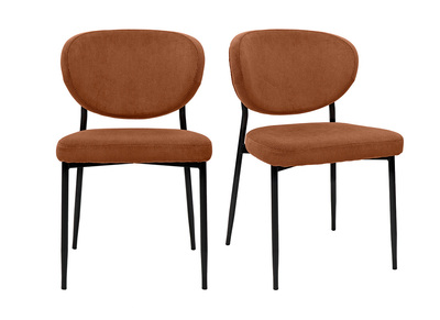 Samt-Cordstühle in gebrannter Erde und schwarzem Metall (2er-Set) BREKA