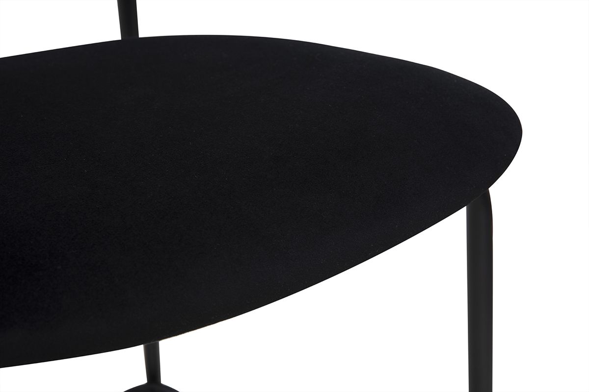 Samt-Designhocker in Schwarz, Schwarzmetall und Rattan-Geflecht (2er Set) MIRANDA
