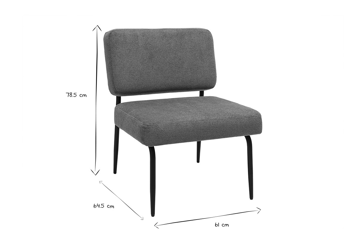 Mae des VEDANA Sessels aus Stoff mit Samteffekt in gebrannter Erde und schwarzem Metall