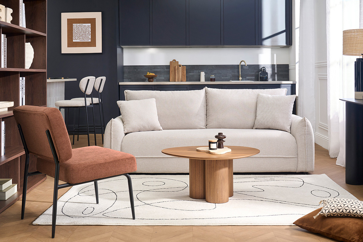 Samt-Effekt Stoff Sessel in gebrannter Erde und schwarzes Metall VEDANA