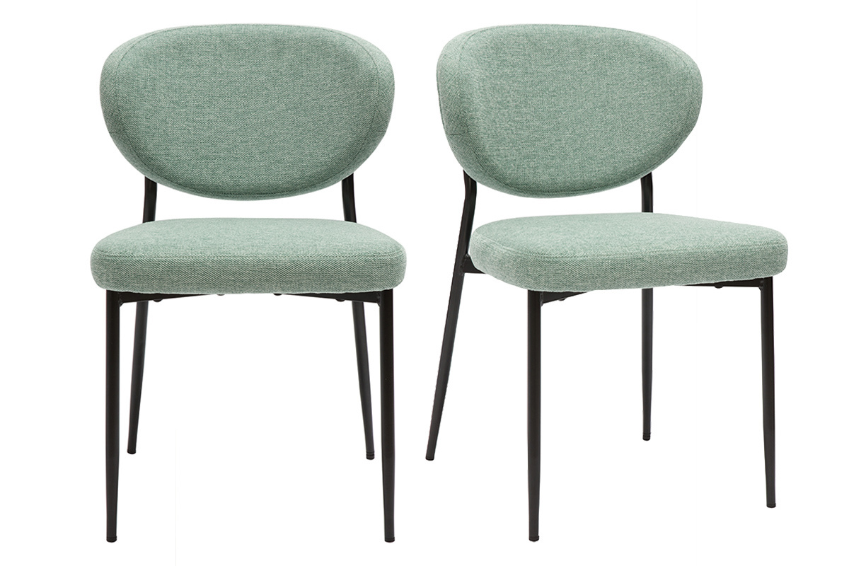 Samt Sthle in texturiertem Cladon und schwarzem Metall (Set von 2) BREKA