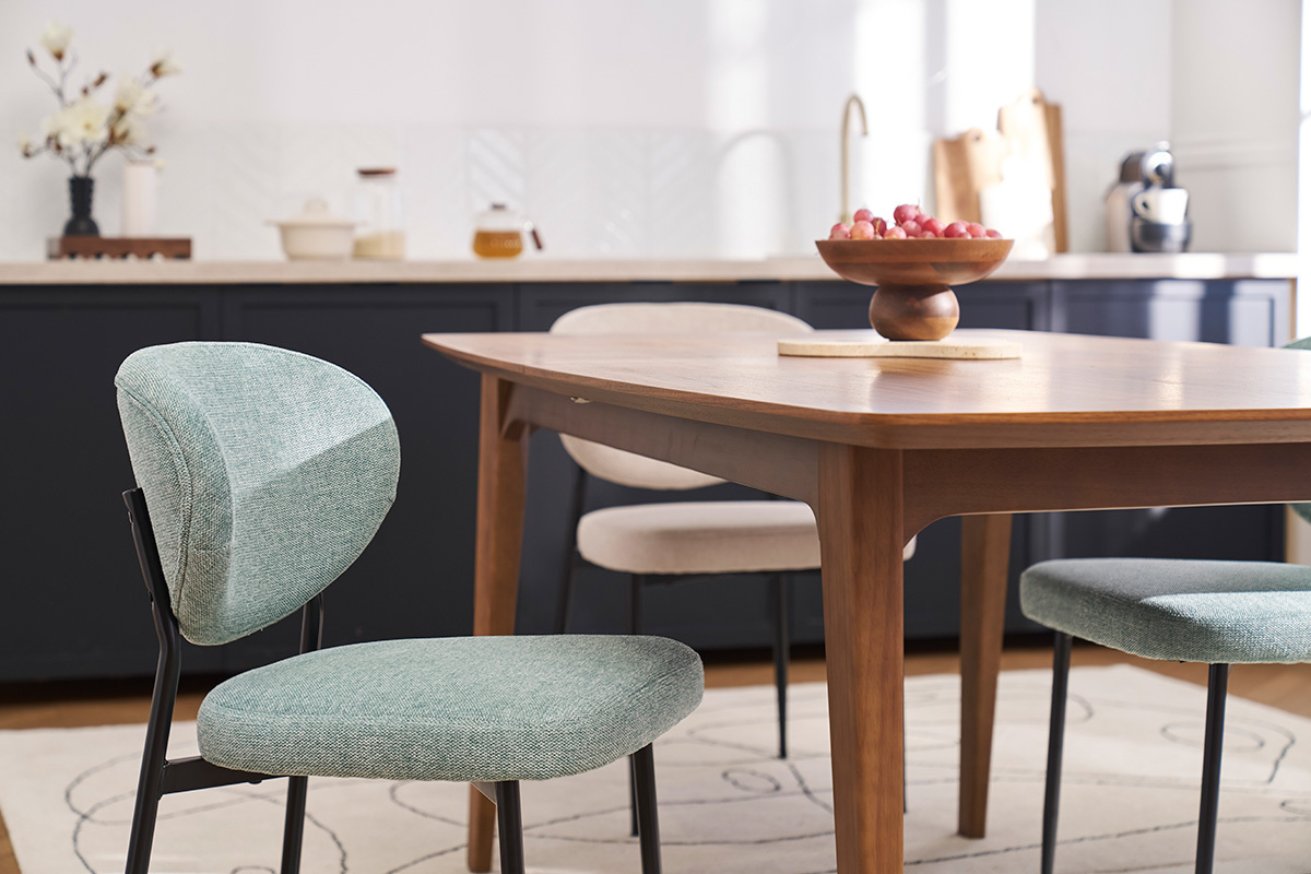 Samt Sthle in texturiertem Cladon und schwarzem Metall (Set von 2) BREKA