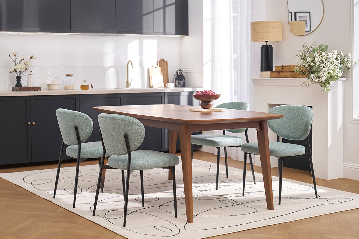 Samt Sthle in texturiertem Cladon und schwarzem Metall (Set von 2) BREKA