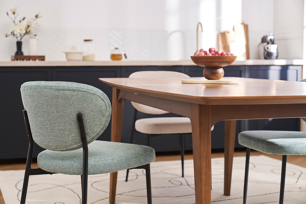 Samt Sthle in texturiertem Cladon und schwarzem Metall (Set von 2) BREKA