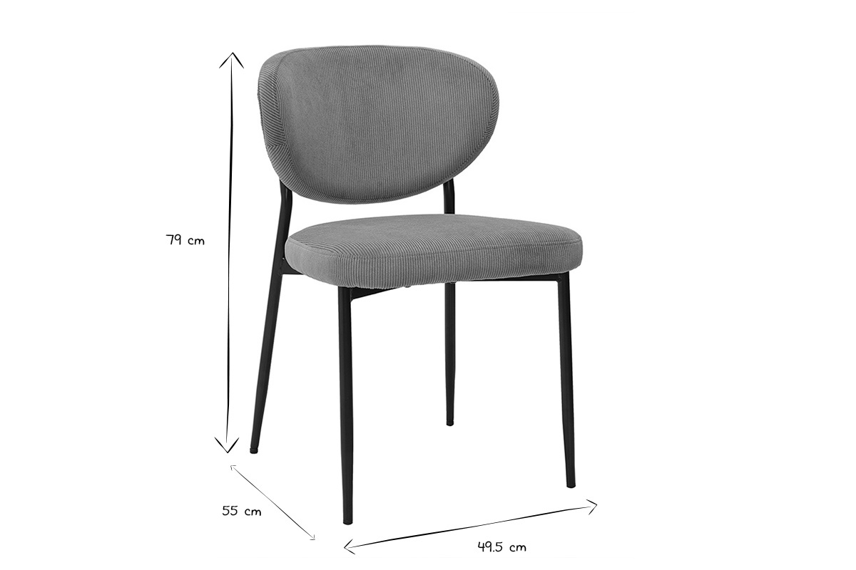 Samtiger Rippenstoff-St�hle in Curry-Gelb und schwarzem Metall (2er-Set) BREKA