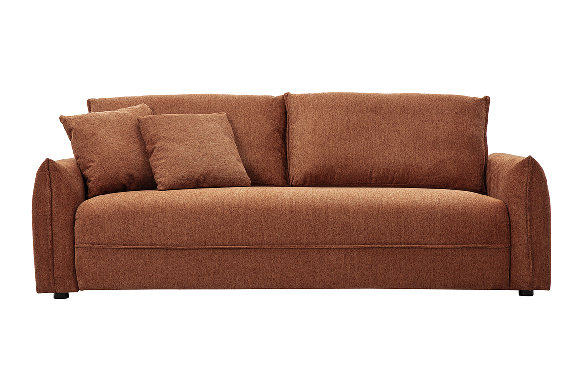 Samtiger Textur-Effekt 3-Sitzer Sofa in gebrannter Erde PIO