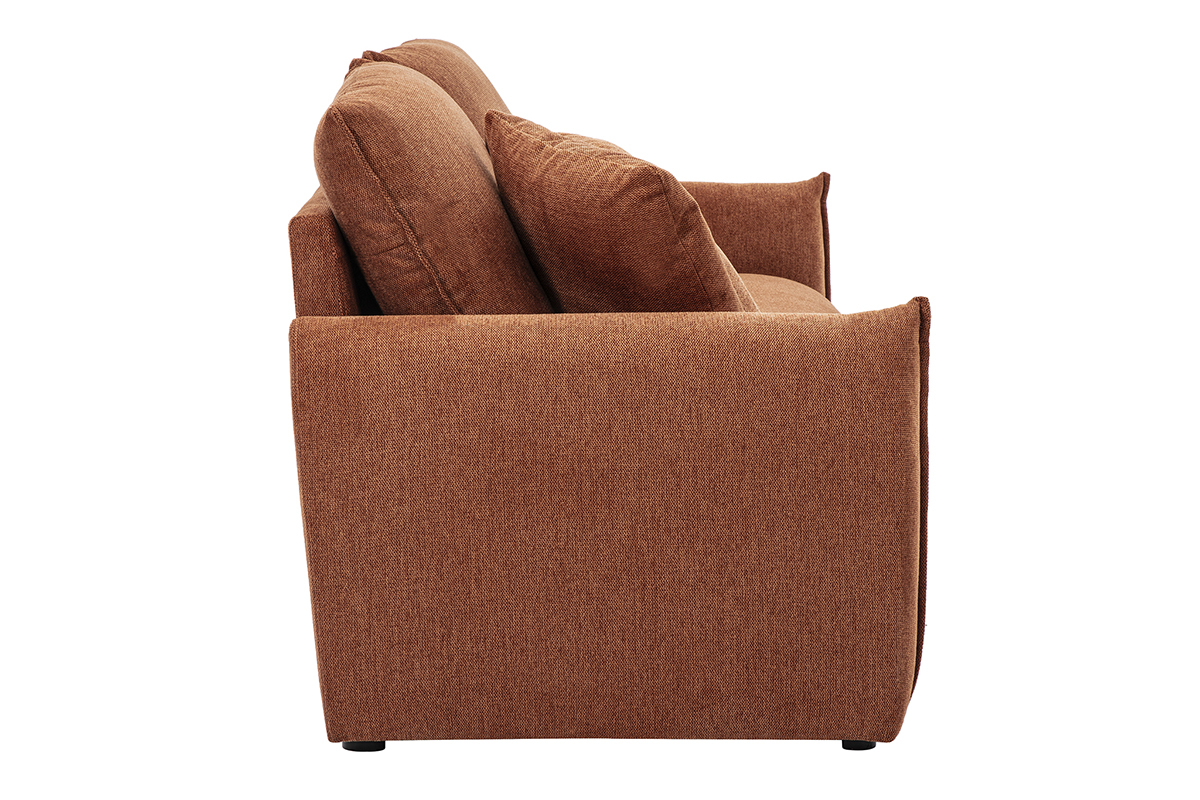 Samtiger Textur-Effekt 3-Sitzer Sofa in gebrannter Erde PIO