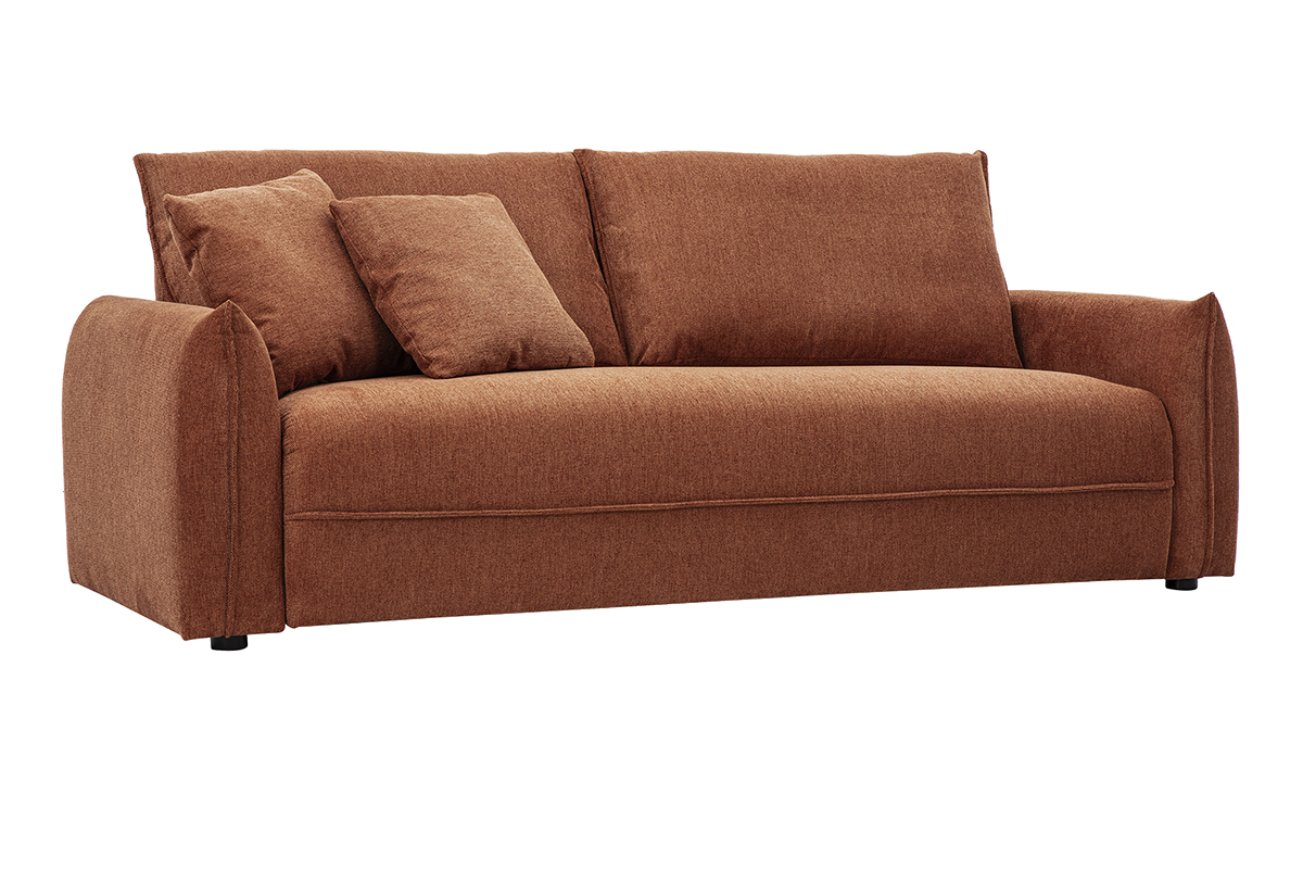 Samtiger Textur-Effekt 3-Sitzer Sofa in gebrannter Erde PIO