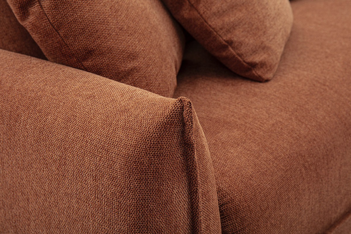 Samtiger Textur-Effekt 3-Sitzer Sofa in gebrannter Erde PIO