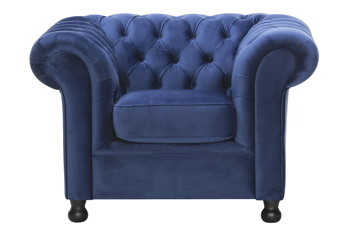Samtsessel CHESTERFIELD Dunkelblau