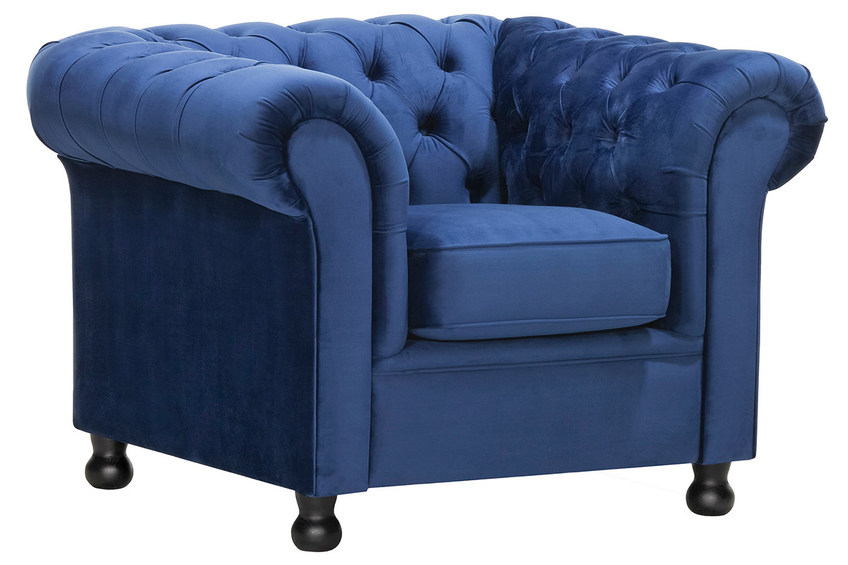 Samtsessel CHESTERFIELD Dunkelblau