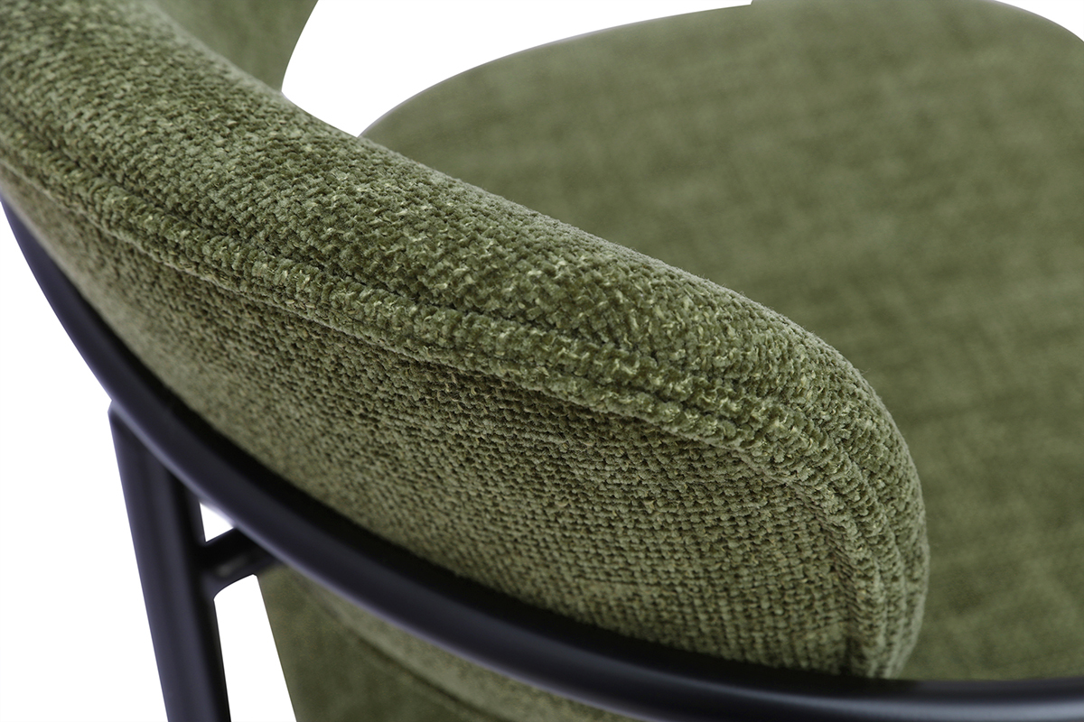 Detail grner Khakistoff und schwarzer Metallrahmen Stuhl SWIFT.