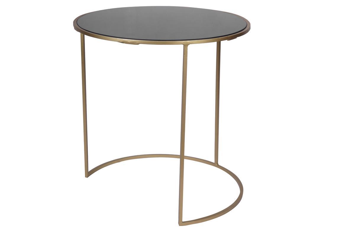 Satztische aus schwarz getntem Glas und goldfarbenem Metall (2er-Set) JANE