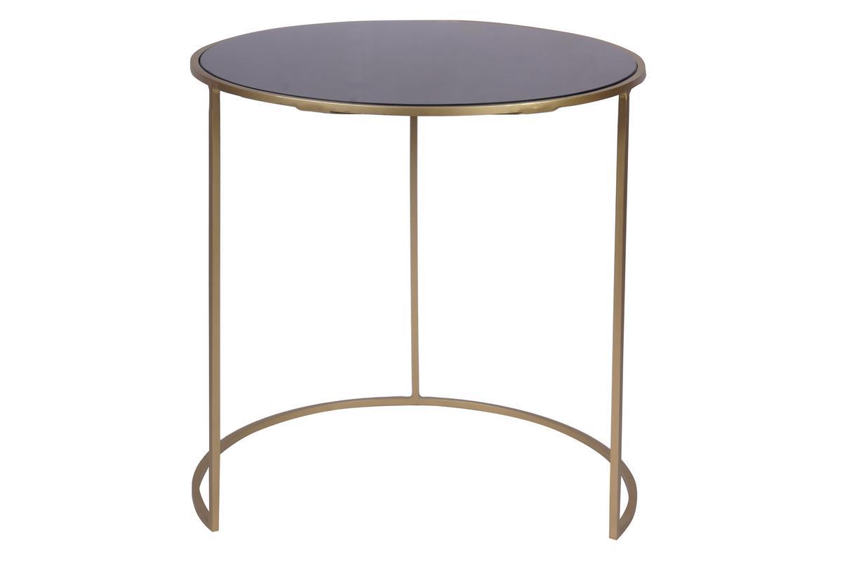 Satztische aus schwarz getntem Glas und goldfarbenem Metall (2er-Set) JANE