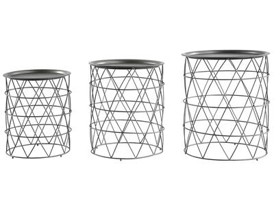 Satztische Couchtische mit herausnehmbaren Platten aus Stahl Schwarz (3er-Set) TREKEN