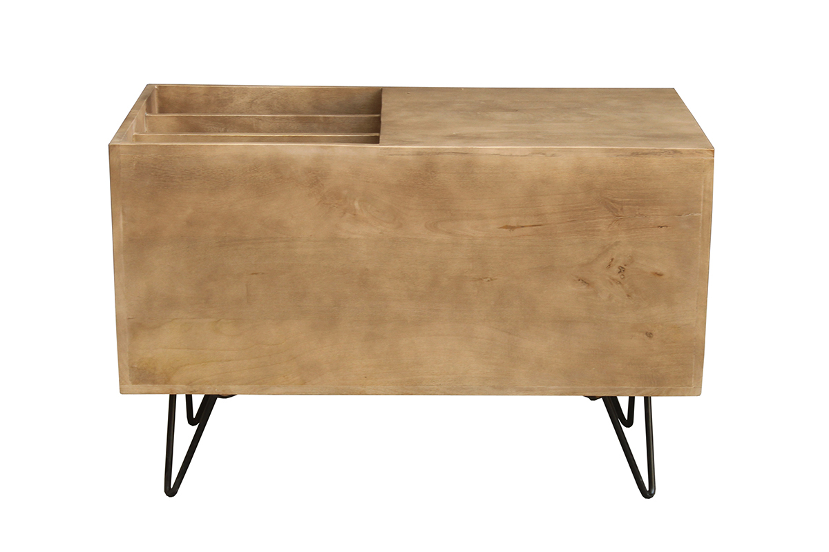 Schallplattenregal aus Mangoholz und Metall B 90 cm BOOGIE
