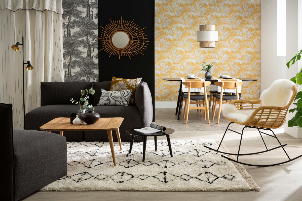 Schaukelstuhl aus Rattan naturfarben MALACCA