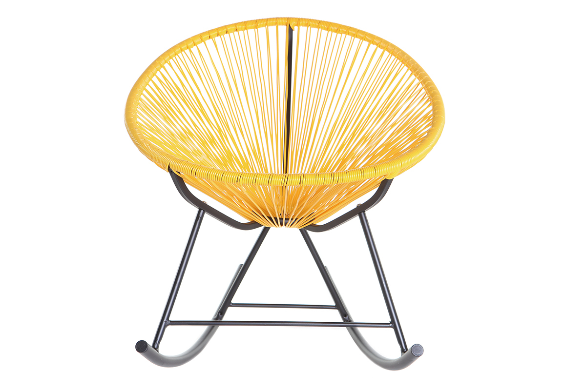 Schaukelstuhl BELLAVISTA aus gelbem Kunststoffgeflecht