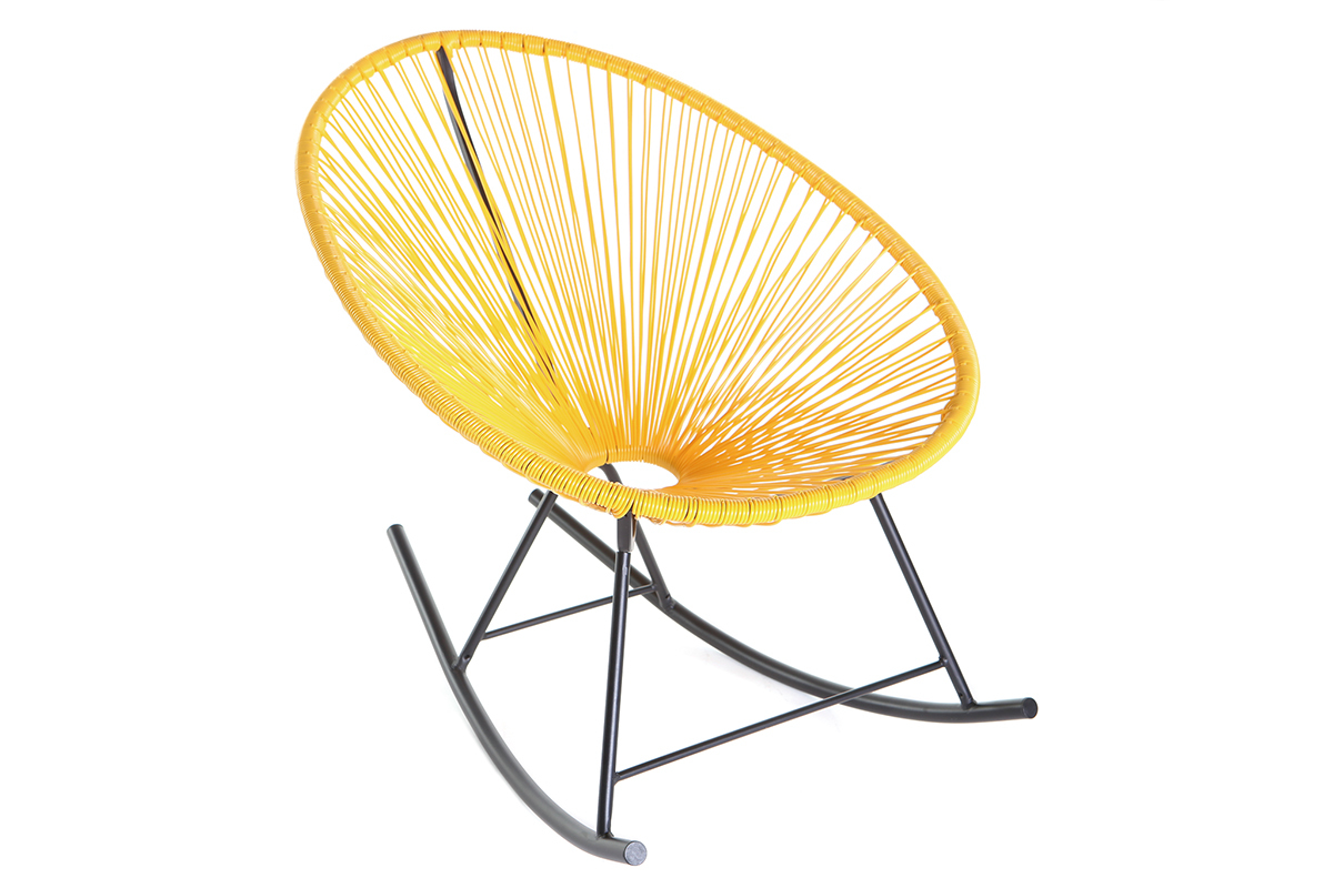 Schaukelstuhl BELLAVISTA aus gelbem Kunststoffgeflecht