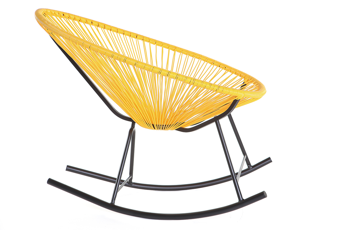 Schaukelstuhl BELLAVISTA aus gelbem Kunststoffgeflecht
