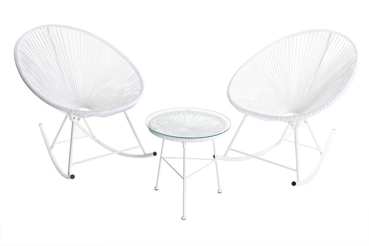 Schaukelstuhl BELLAVISTA aus wei�em Kunststoffgeflecht