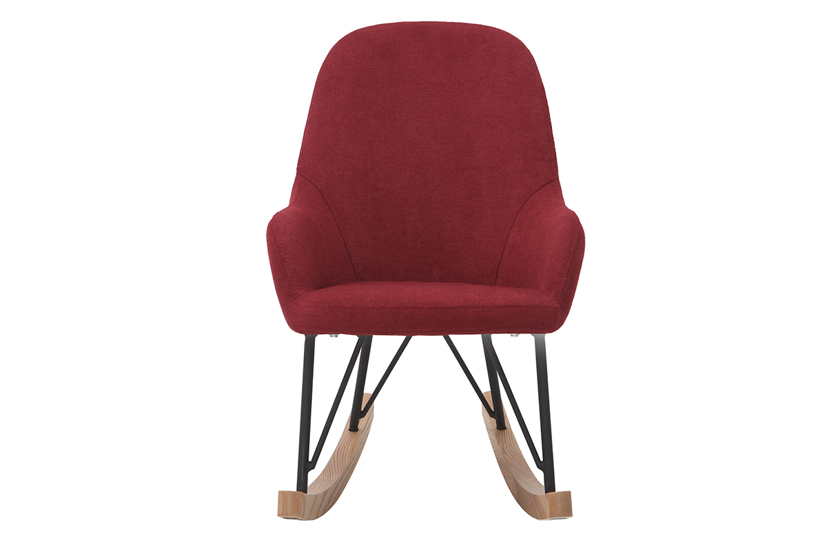 Schaukelstuhl Kind Stoff Bordeaux Beine Metall und Holz JHENE