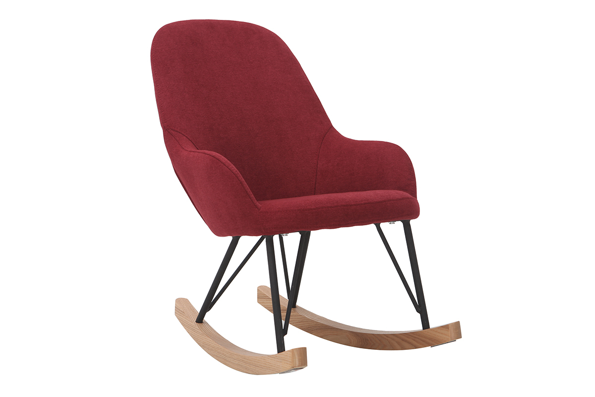 Schaukelstuhl Kind Stoff Bordeaux Beine Metall und Holz JHENE