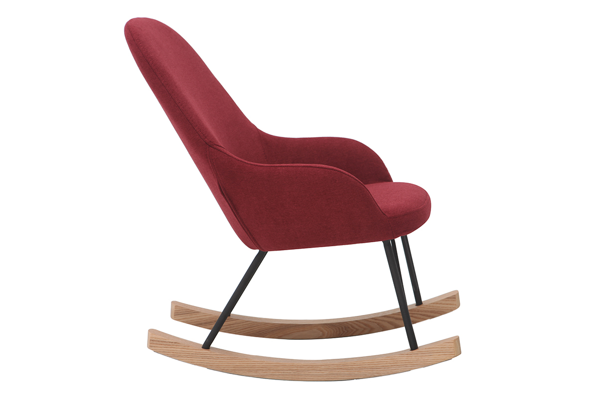 Schaukelstuhl Kind Stoff Bordeaux Beine Metall und Holz JHENE