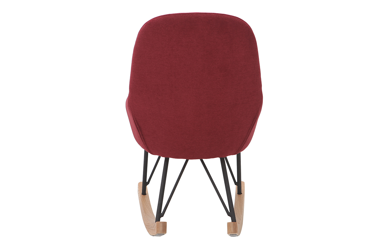 Schaukelstuhl Kind Stoff Bordeaux Beine Metall und Holz JHENE