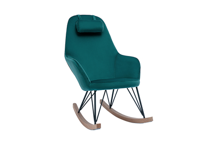 Schaukelstuhl skandinavisch Samt Petrolblau JHENE