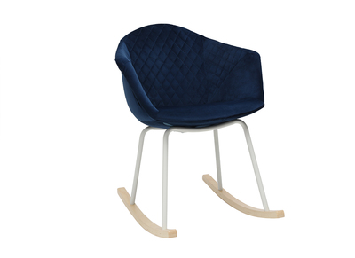 Schaukelstuhl Velours Dunkelblau und weißes Metall SWING - Schaukelstuhl Velours Dunkelblau und weißes Metall SWING