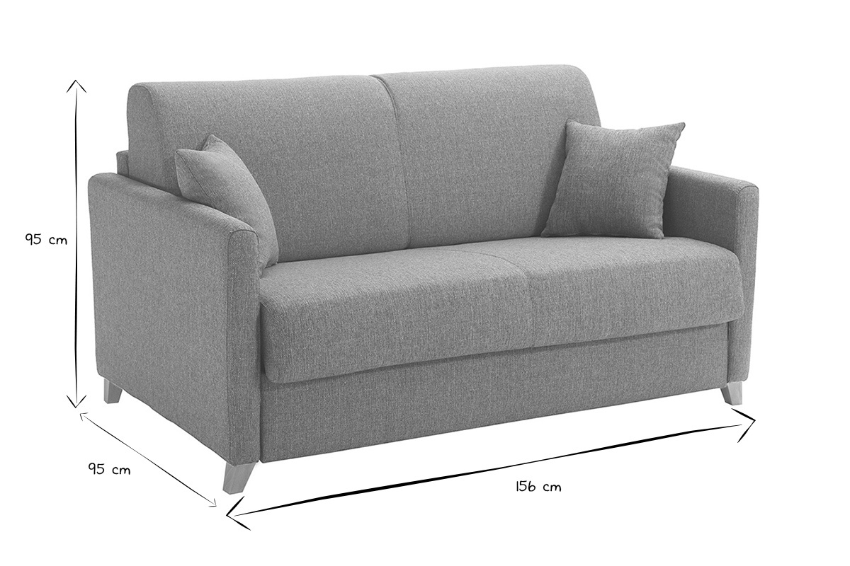 Schlafcouch grau mit Matratze 13 cm 2-3-Sitzer SKANDY