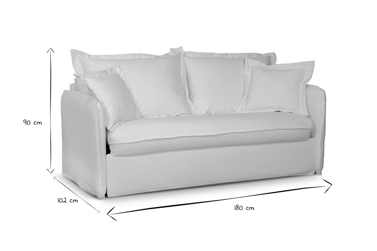 Schlafcouch mit abnehmbarem Bezug in Cremewei ALDO