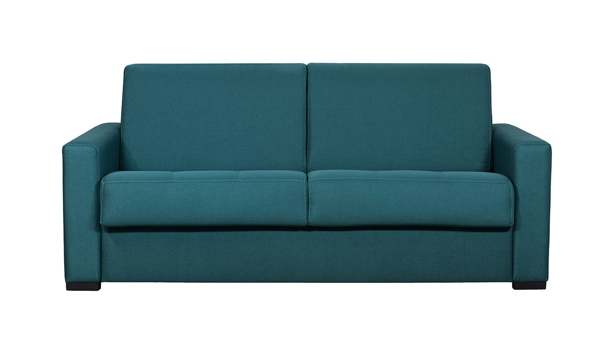 Schlafcouch mit Matratze 12 cm entenblauer Stoff DOME