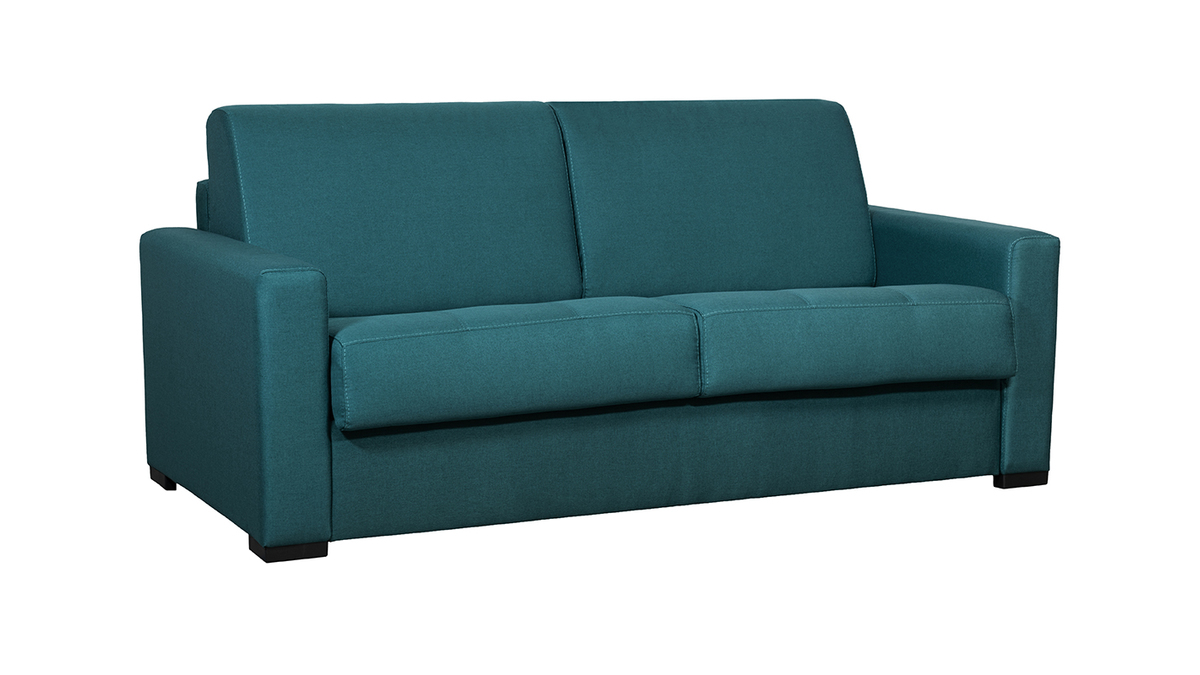 Schlafcouch mit Matratze 12 cm entenblauer Stoff DOME