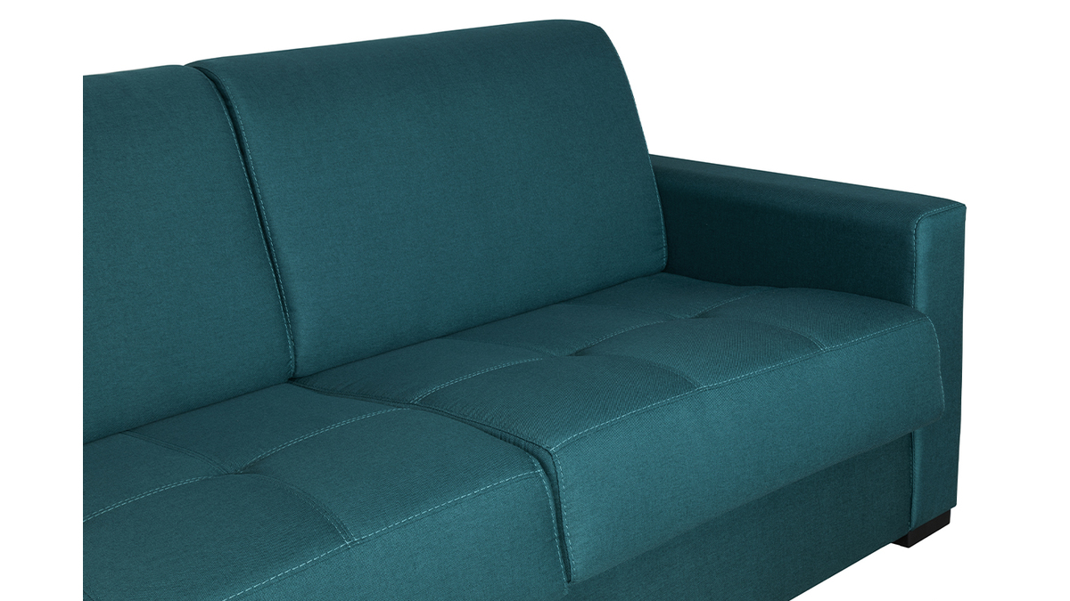 Schlafcouch mit Matratze 12 cm entenblauer Stoff DOME