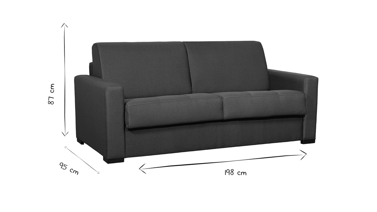 Schlafcouch mit Matratze 12 cm entenblauer Stoff DOME