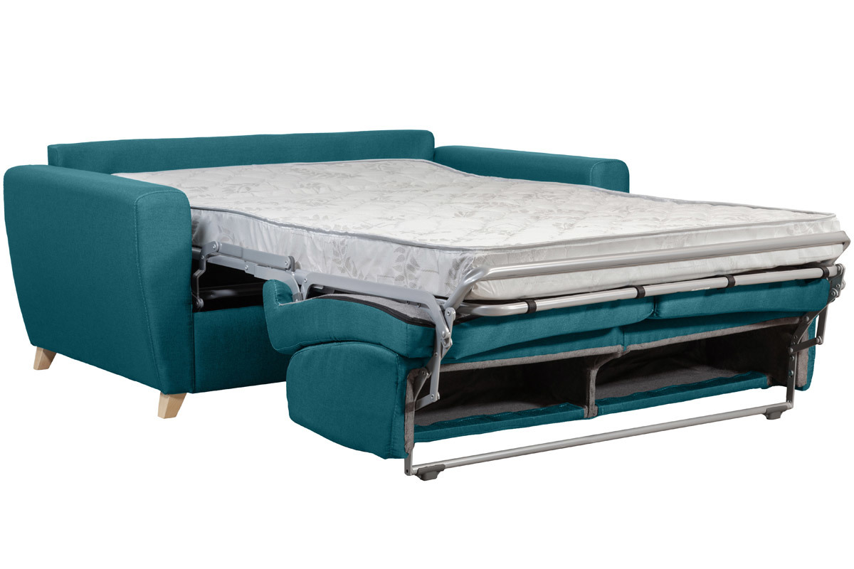 Schlafcouch mit Matratze B120 cm entenblau 2/3-Sitzer GRAHAM