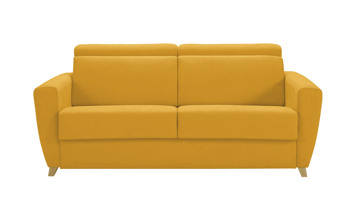 Schlafcouch mit verstellbaren Kopfstützen Gelb mit 13 cm Matratze 3-Sitzer GOYA