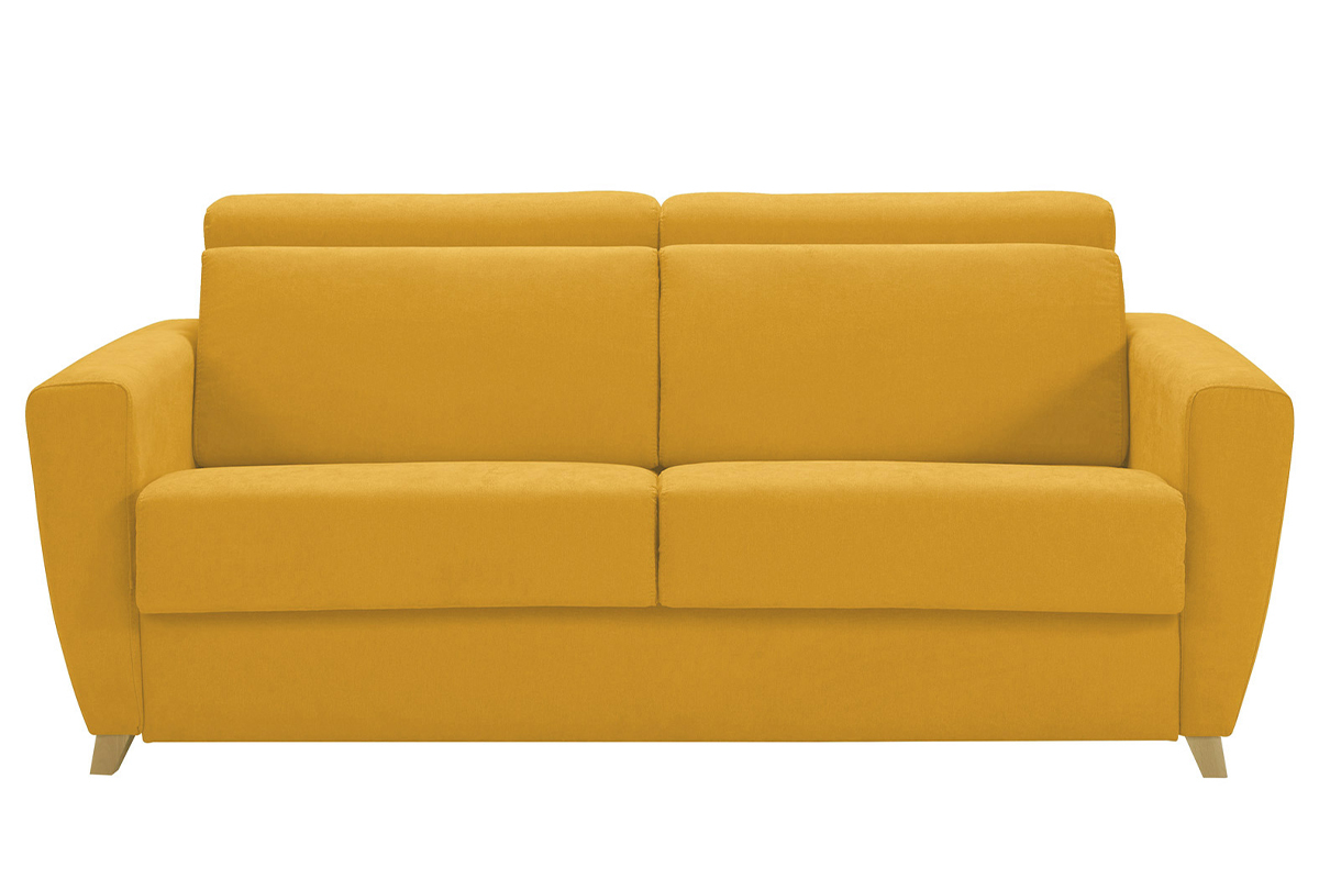 Schlafcouch mit verstellbaren Kopfsttzen Gelb mit 13 cm Matratze 3-Sitzer GOYA