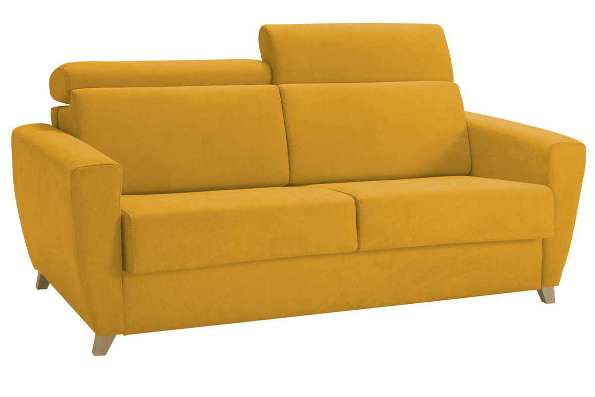 Schlafcouch mit verstellbaren Kopfsttzen Gelb mit 13 cm Matratze 3-Sitzer GOYA