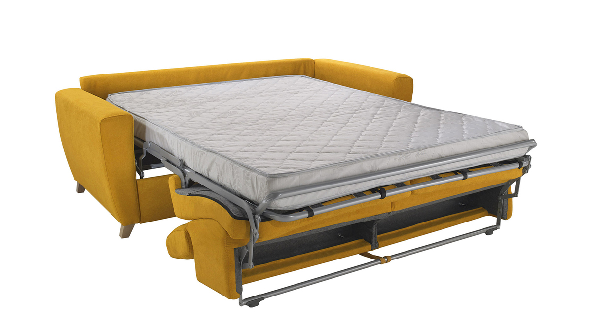 Schlafcouch mit verstellbaren Kopfstützen Gelb mit 13 cm Matratze 3-Sitzer GOYA