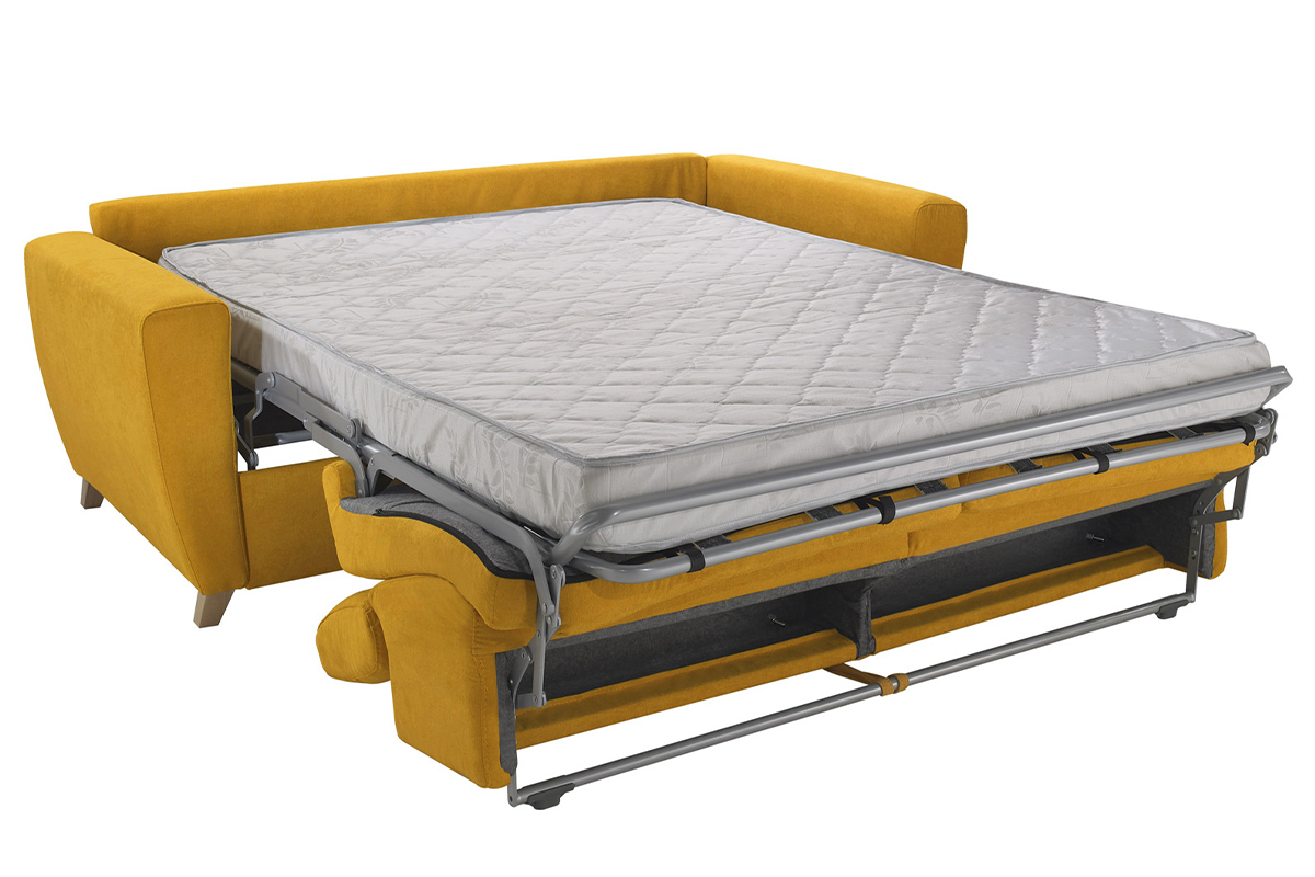 Schlafcouch mit verstellbaren Kopfsttzen Gelb mit 13 cm Matratze 3-Sitzer GOYA