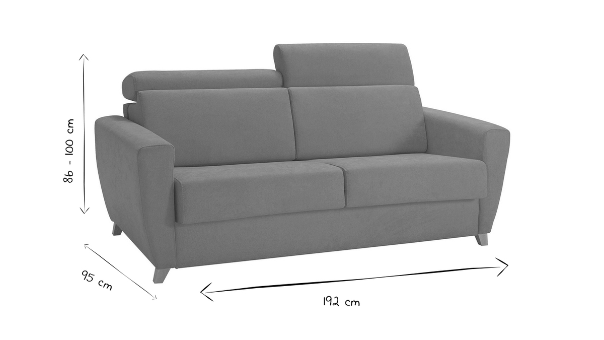 Schlafcouch mit verstellbaren Kopfsttzen Gelb mit 13 cm Matratze 3-Sitzer GOYA